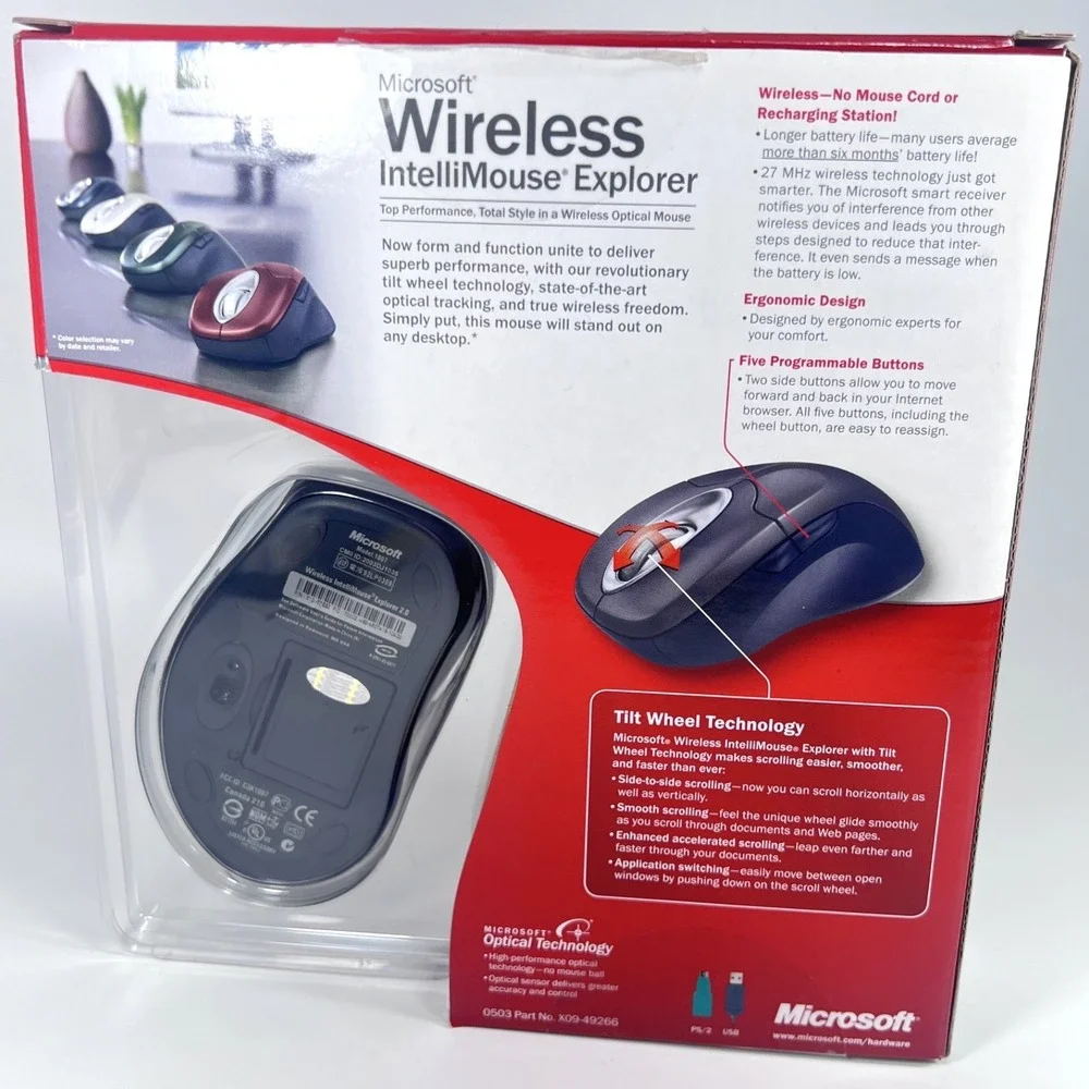 NIB Microsoft Wireless IntelliMouse Explorer M03-00069 Crimson Fire Open Box New